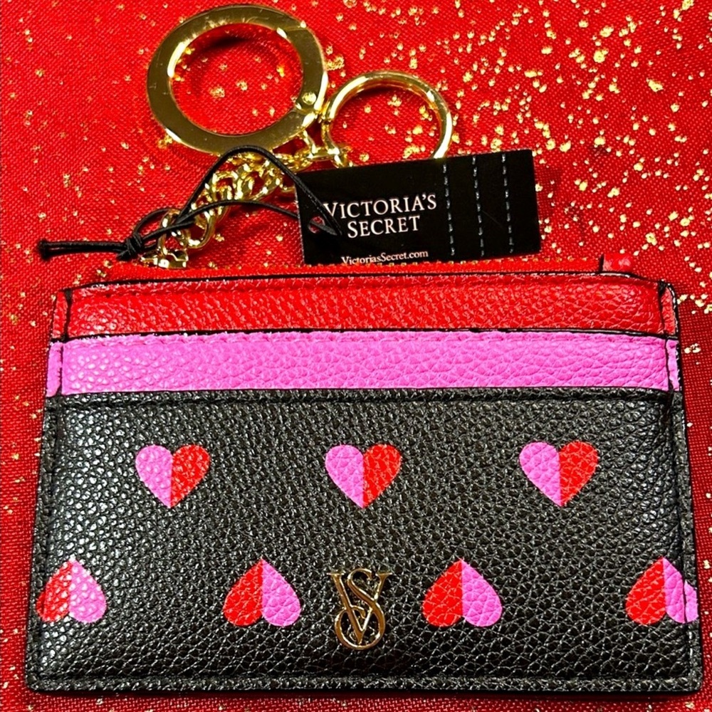 Victoria's Secret NWT Red and Pink Heart Key & Card Holder